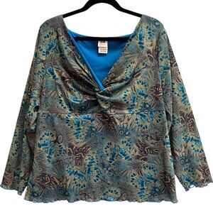 Vintage Faded Glory Y2K Butterfly Top Twist Bust Mesh Maximalism-22/24W